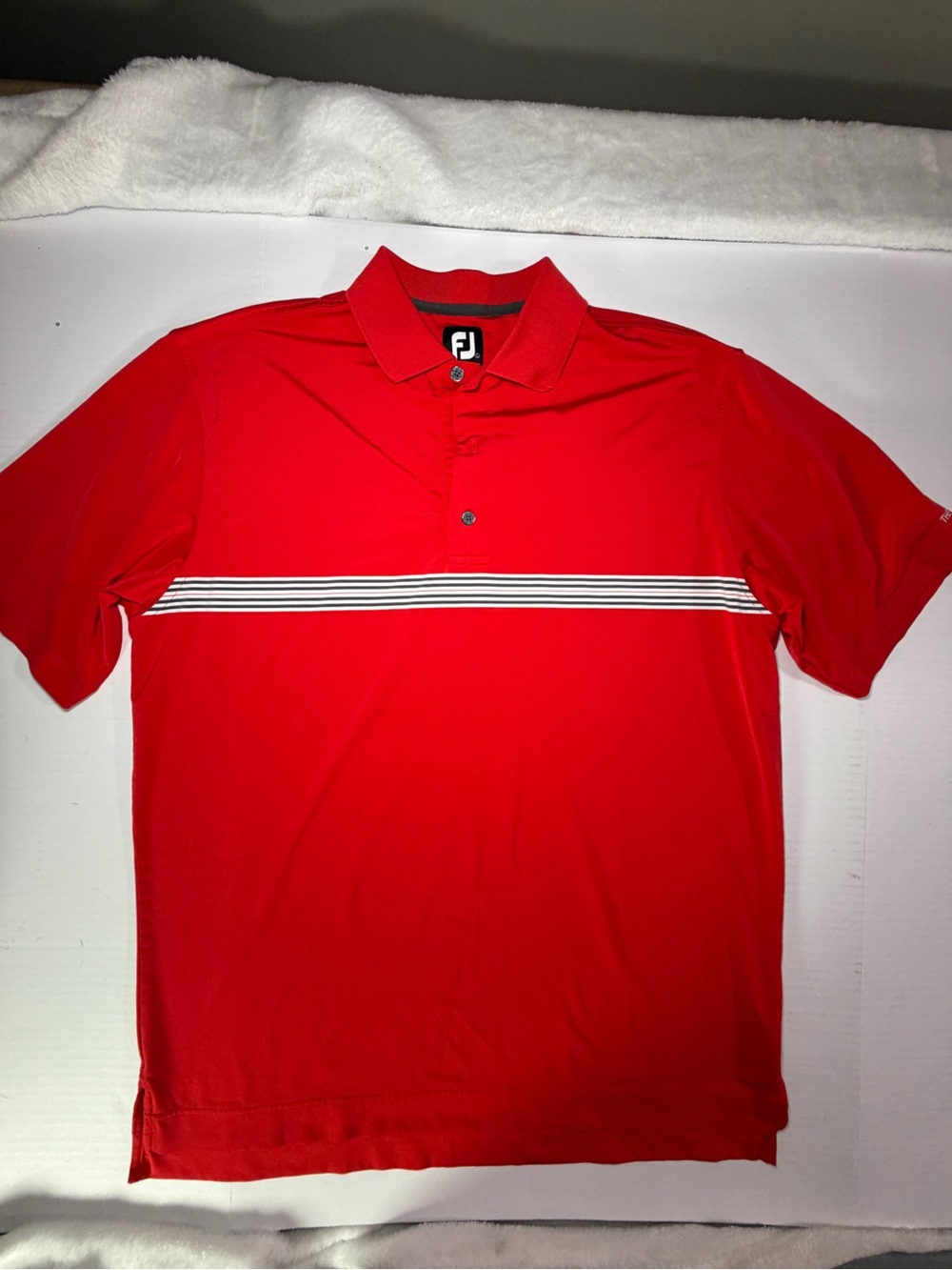 FootJoy Red Men's Polo with Horizontal Stripe